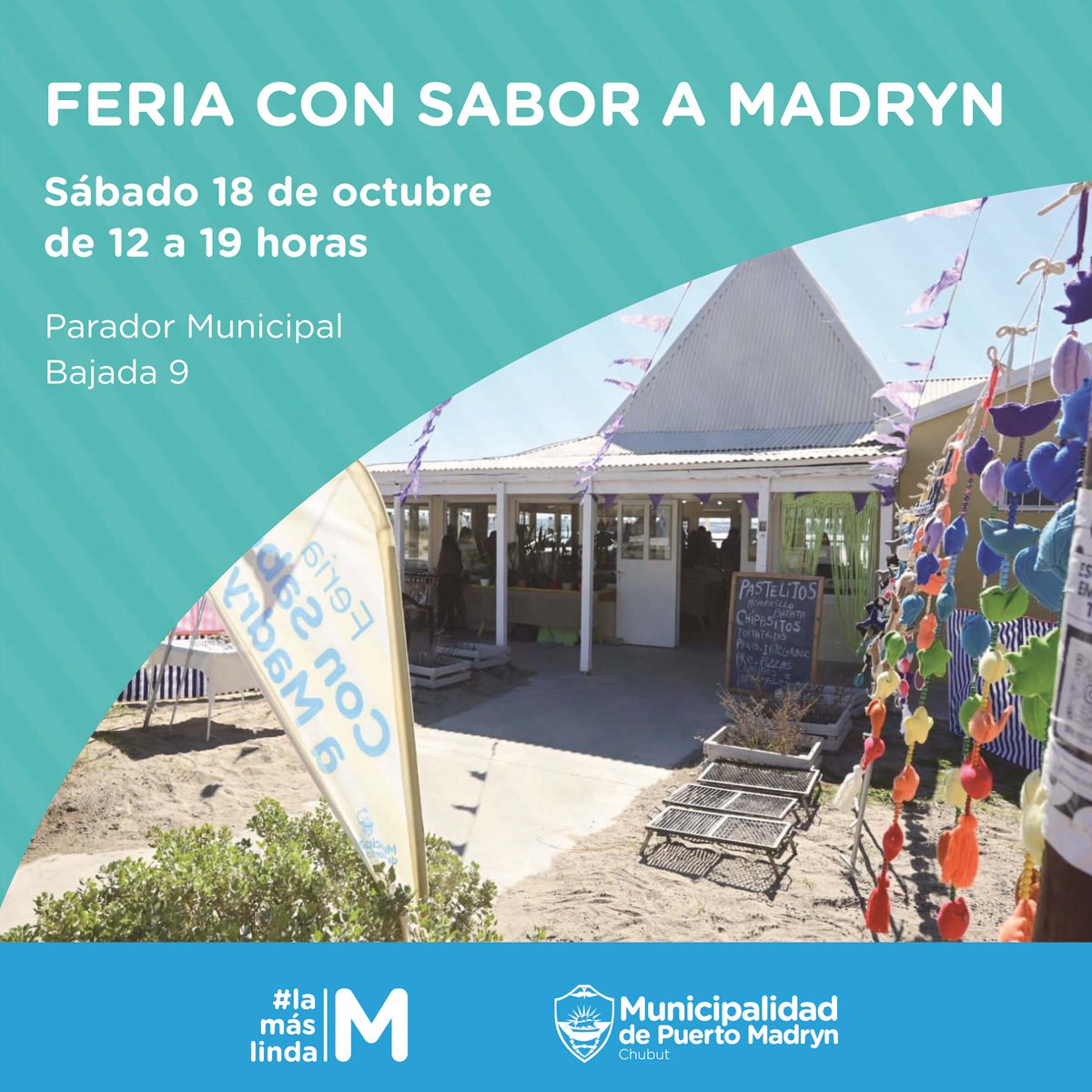 "CON SABOR A #MADRYN" EN EL PARADOR MUNICIPAL 🌟

La feria de emprendedores te espera en la #Bajada9 para que disfrutes de los productos y de la costa 🌊😉 ¡Vas a encontrar de todo! 🎉🛍️

📅 Sábado 18 de octubre
⏰ 12 a 19 hs.  
📍 Parador Municipal, Bajada 9.

¡TE ESPERAMOS!