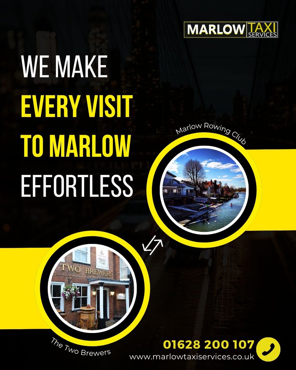 Marlow Taxis makes every visit smooth and effortless! Where do you want to go first?

☎️01628 200 107
🌐marlowtaxiservices.co.uk

#MarlowTaxis #Marlow #BookNow #ContactUs #WeeklyCommute