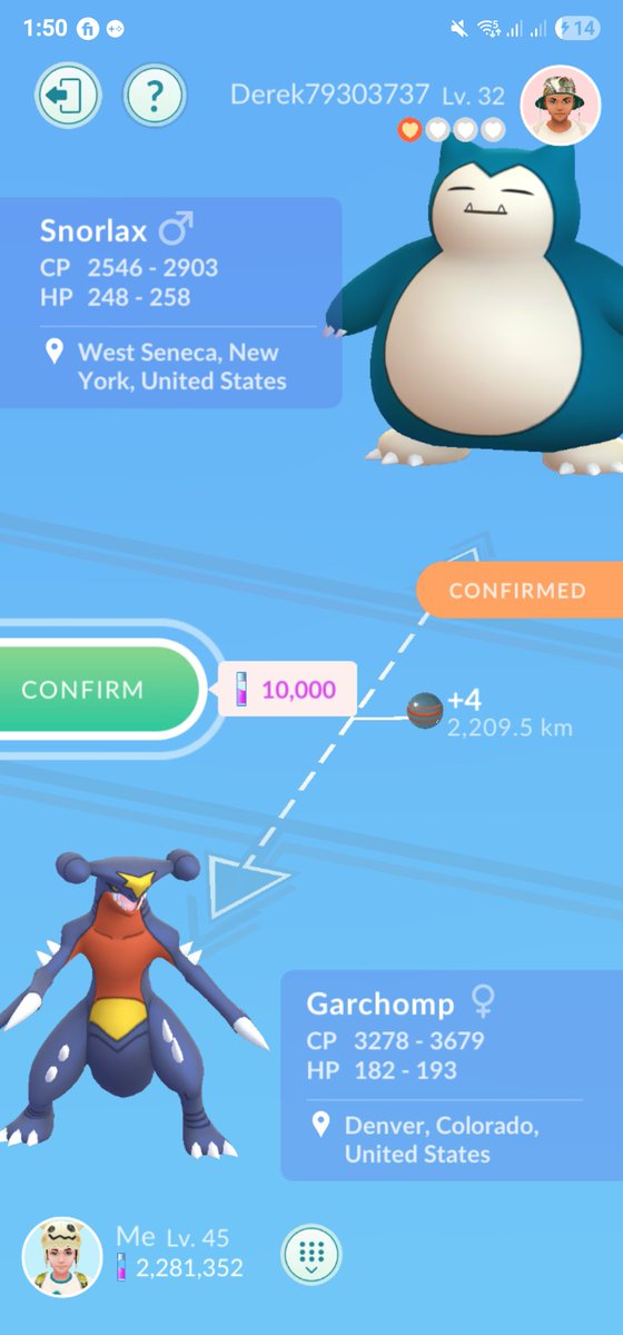 Traded a Garchomp Today.
Msg me to Get Any Pokemon!
#PokemonGO 
#PokemonGOfriends 
#pokemongotrade