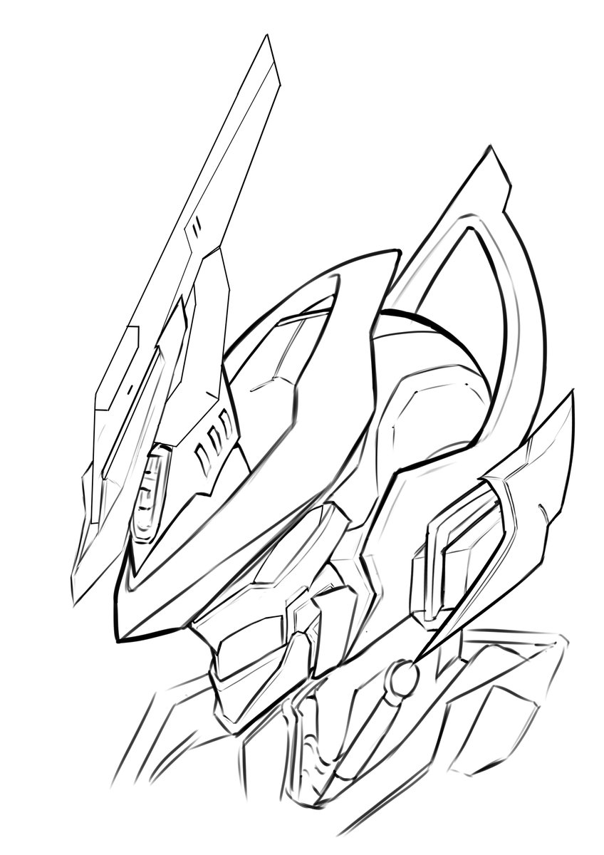 ファルコン練習
線画で力尽きた、メカ描くのむずい