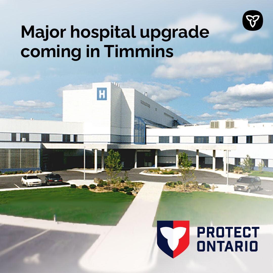 ONThealth's tweet image. 🏥  Big news for Timmins!

Ontario is building a new emergency department at @TADHospital to expand the space up to four times its current size, allowing the hospital to meet the growing needs of Northeastern Ontario for years to come.

Learn more: news.ontario.ca/en/release/100…