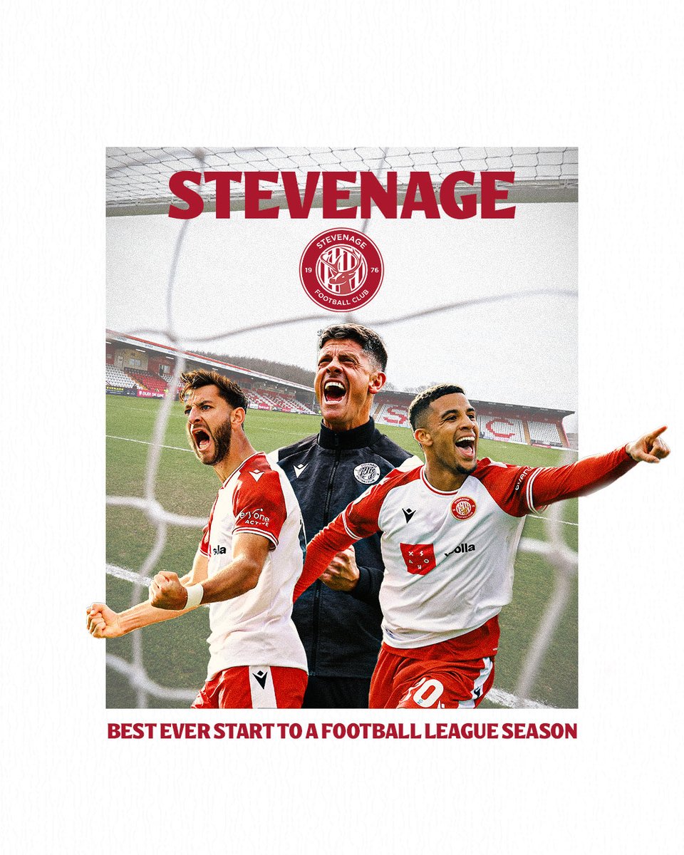 Sky Bet League One (@skybetleagueone) on Twitter photo 📈 First place in #SkyBetLeagueOne
✅ Best start to an #EFL campaign in club history
<a href="/StevenageFC/">Stevenage FC 🔴⚪</a> are looking good in 25/26 👏 📈 First place in #SkyBetLeagueOne
✅ Best start to an #EFL campaign in club history
<a href="/StevenageFC/">Stevenage FC 🔴⚪</a> are looking good in 25/26 👏