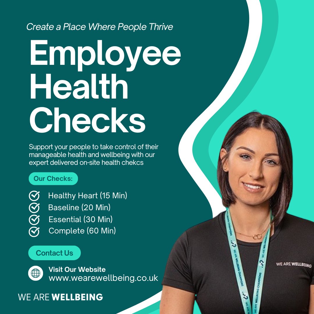 💚 Create a place where people thrive!

Our on-site Employee Health Checks help your team take control of their wellbeing — from heart health to lifestyle.

Delivered UK-wide by expert Wellbeing Coaches 🩺

👉 wearewellbeing.co.uk/services/workp…

#EmployeeWellbeing #HealthChecks #Wellbeing