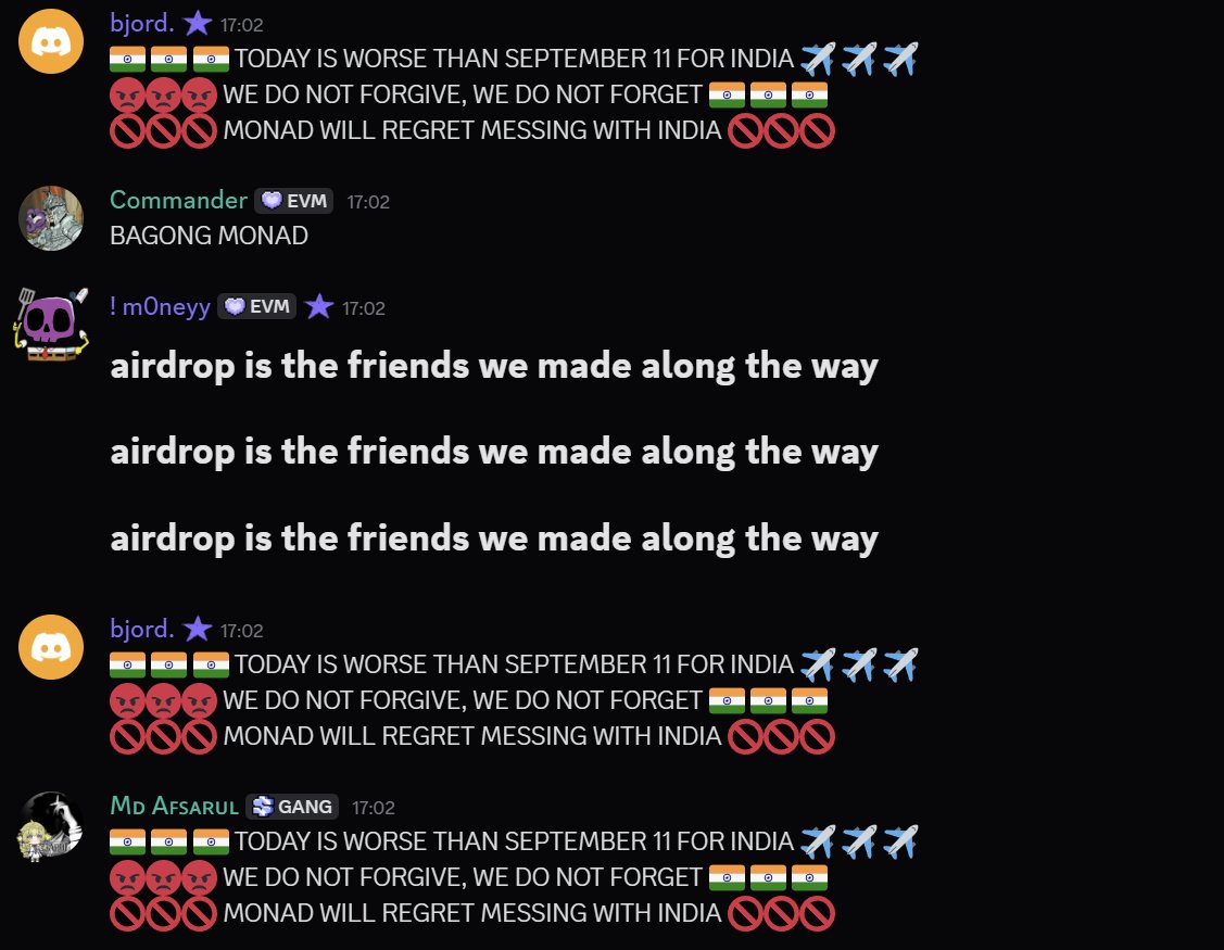 Monad discord server right now😂