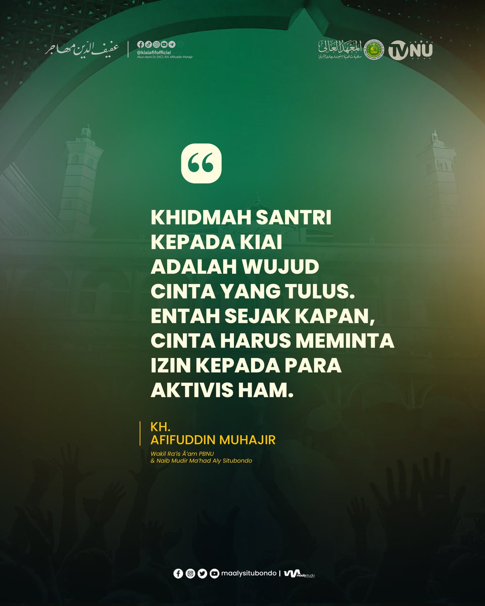 Khidmah santri kpd kiai bukan sekadar bentuk pengabdian, tetapi manifestasi cinta yg tulus.
.
.
KH. Afifuddin Muhajir — 𝗸𝗵𝗶𝗱𝗺𝗮𝗵 𝗮𝗱𝗮𝗹𝗮𝗵 𝗷𝗮𝗹𝗮𝗻 𝗰𝗶𝗻𝘁𝗮, 𝗯𝘂𝗸𝗮𝗻 𝗽𝗲𝗻𝗶𝗻𝗱𝗮𝘀𝗮𝗻.
#boykot #boykottrans7
#KhidmahSantri #CintaKepadaKiai #KiaiAfifuddinMuhajir