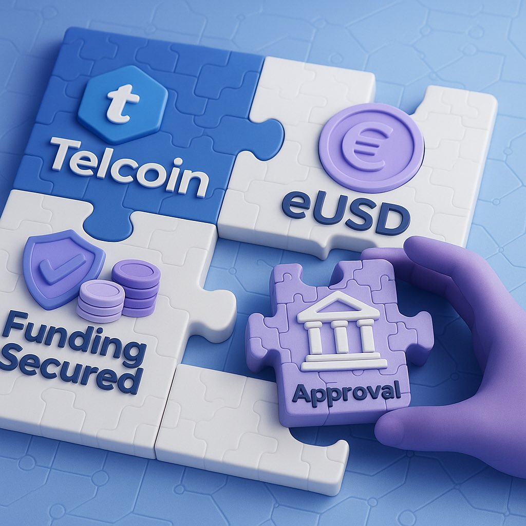 ✅Funding secured 
✅Telcoin Digital Asset Bank capitalized
✅eUSD ready
Only one piece left final approval. When it snaps in, $TEL flips from build to SCALE:
bank-issued stablecoin rails across telecom + real-world payments.
Catalyst for the next explosive leg up. Ultra bullish.