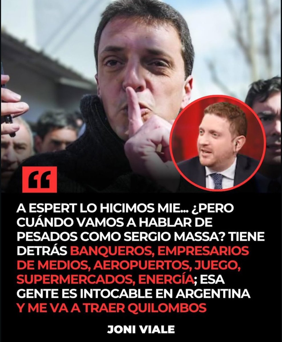 🔥‼️ ¿COINCIDÍS en que el PERIODISMO tiene "BLINDADO" al kirchnerista Sergio MASSA y no dice nada de sus VÍNCULOS TURBIOS?

1- SÍ, EL PERIODISMO ES SOCIO DE MASSA ✅
2- NO, MASSA ES UN TIPO LIMPIO ❌