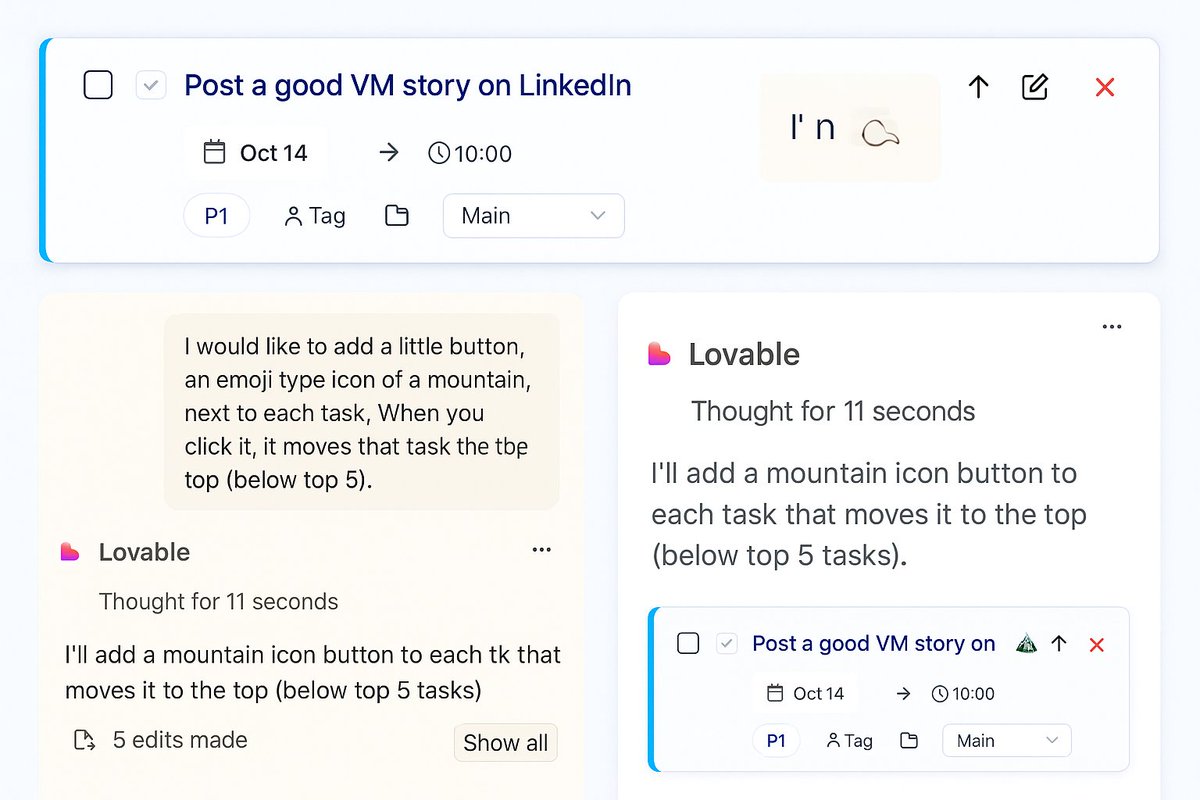 1️⃣I’ve probably tried 10+ to-do list apps over the last 15 years. Todoist. Notion. Things. Superhuman. Apple Reminders.

They were all fine.

But none of them were me.

So I built my own.
