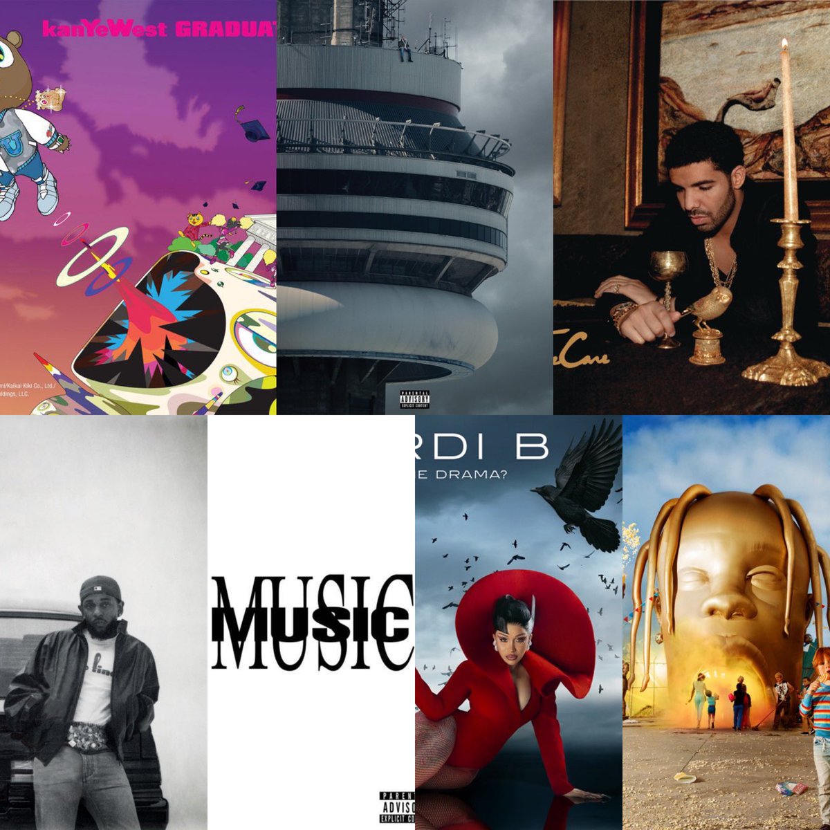 HipHopAllDay's tweet image. Most streamed rap albums yesterday on Spotify 🔥💿

▫️3.81M — Graduation
▫️3.62M — Views
▫️3.48M — Take Care
▫️3.45M — GNX
▫️3.25M — MUSIC
▫️3.22M — AM I THE DRAMA?
▫️3.13M — ASTROWORLD