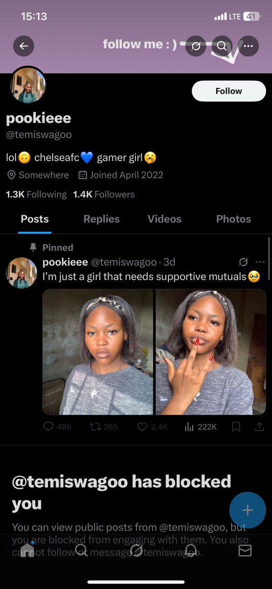 Hiii,please help report this account it’s a catfish account that’s using my friend’s picture on here and help retweet too for more audience ,thank youuu.

Don’t fall victim to the liar btw.