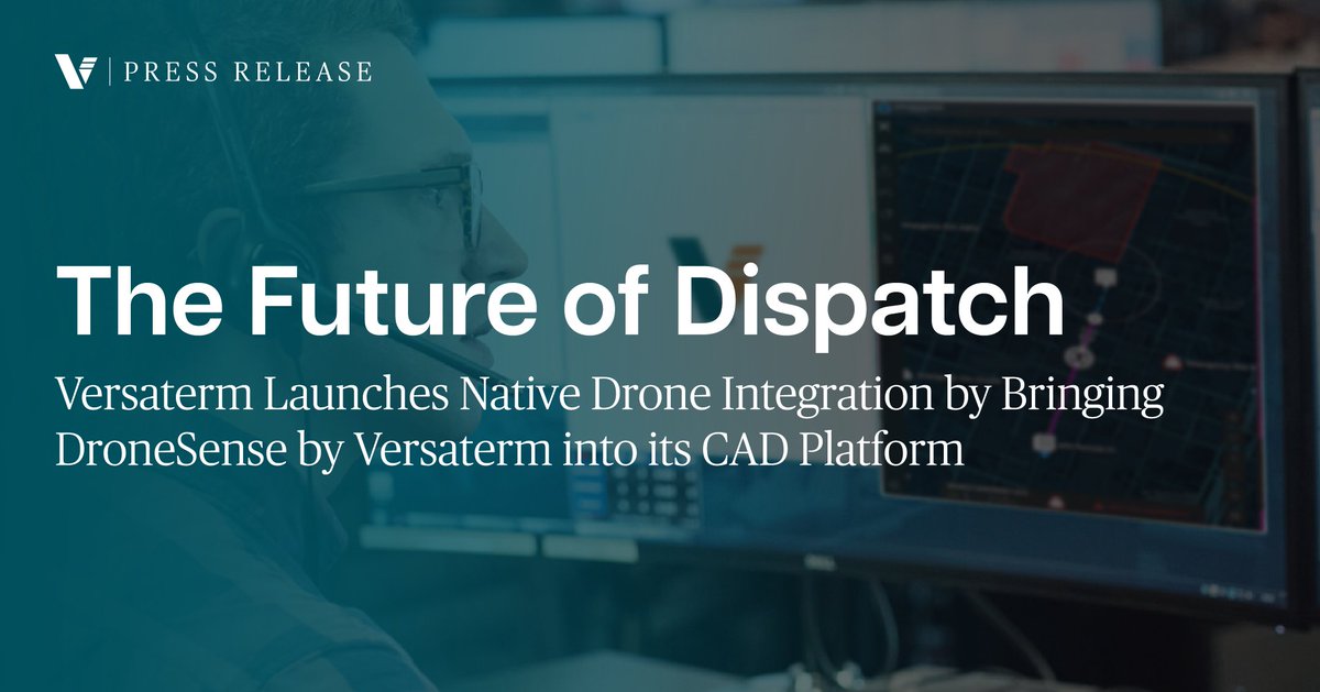 VersatermInc's tweet photo. For many agencies, #drones have become an essential part of the response. Yet, dispatching them often requires a separate process &amp; system. Our latest #innovation integrates drone operations directly into Versaterm #CAD. Learn more: https://t.co/TF0g50KGNy #publicsafety https://t.co/oFDv6F3VXI