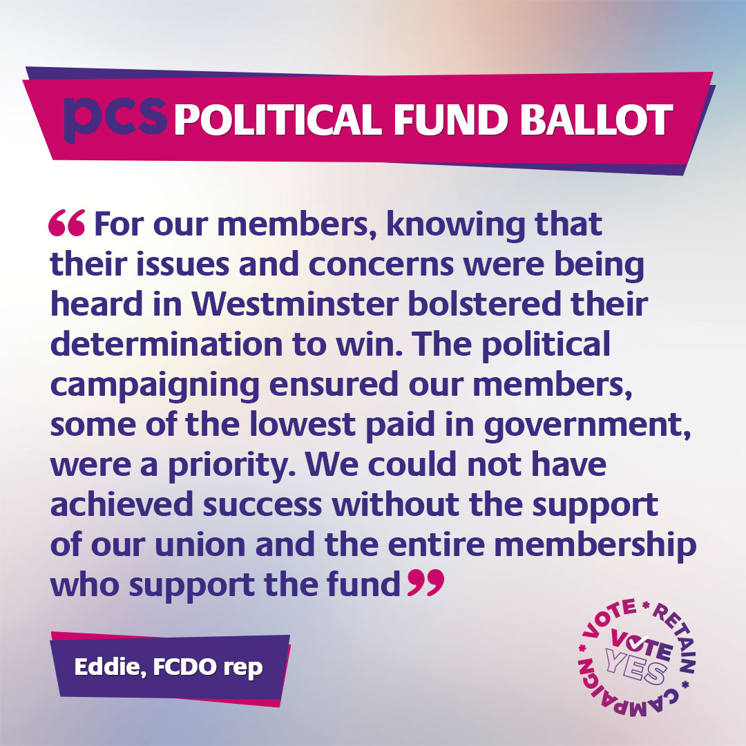 It's a no-brainer! #VoteYes in the political fund ballot. Tick the box - Pop it in the post - Job done.
Ballot closes 5 November
#PCS