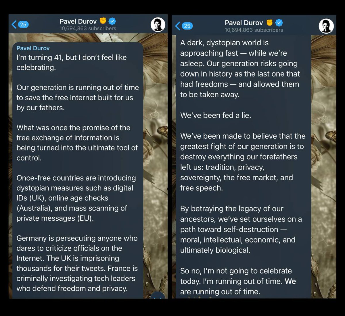 Telegram Founder Pavel Durov Posts Ominous Message About Tech Surveillance