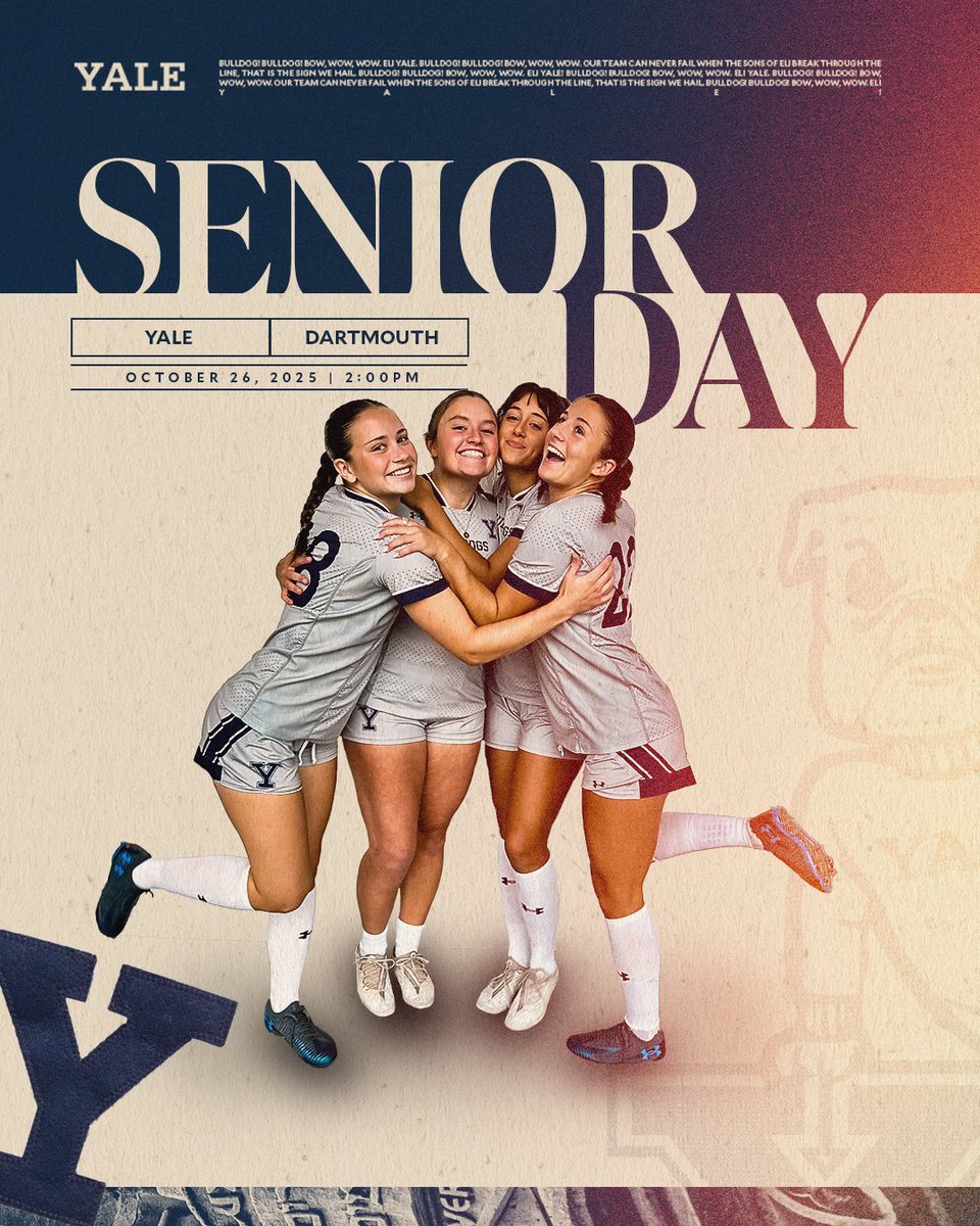 It's SENIOR DAY!

🆚 | Dartmouth
⌚️ | 2 p.m.
📍 | Reese Stadium - New Haven, Conn. 
📊 | tinyurl.com/ys4x4h7j
💻 | tinyurl.com/5b28mfnp
🌐 | tinyurl.com/26rcc5pn (International Stream)

#ThisIsYale