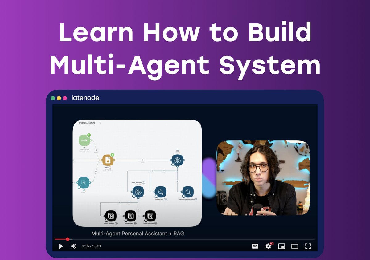 latenode's tweet photo. 🚀 From One Agent to a Whole Team - Build a Multi-Agent System in Latenode

In our last guide, we built a single AI assistant that managed emails, calendars, and tasks - all in one place. But what if you could build a team of agents instead - each with its own personality, skills, and responsibilities?

In our new video guide, you’ll learn how to:
🔹 Build and connect multiple agents inside Latenode
🔹 Add new capabilities with the HTTP Request node
🔹 Write smarter prompts for each agent’s role
🔹 Coordinate them under one supervisor agent

🎥 Watch the full video and turn your single assistant into a true multi-agent system.

👉 Watch Now: https://t.co/MGVrf8QOCE