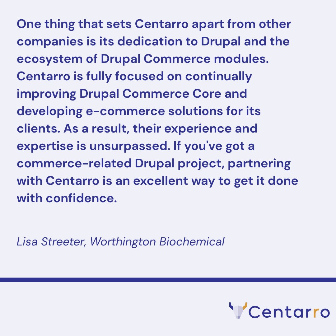 CentarroHQ's tweet photo. "If you've got a commerce-related Drupal project, partnering with Centarro is an excellent way to get it done with confidence."

Discover how simplified Worthington Biochemical's ordering process and accommodated their current fulfillment requirements.

https://t.co/rldKJzOD3w https://t.co/jdDVSlOIlS