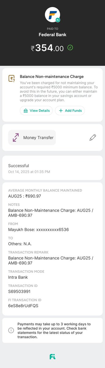 MayukhBose18's tweet photo. @FiCares 

Need refund 
@Bank_on_Fi 
@FiCares 
@FederalBankLtd https://t.co/rEWQUSyhOD
