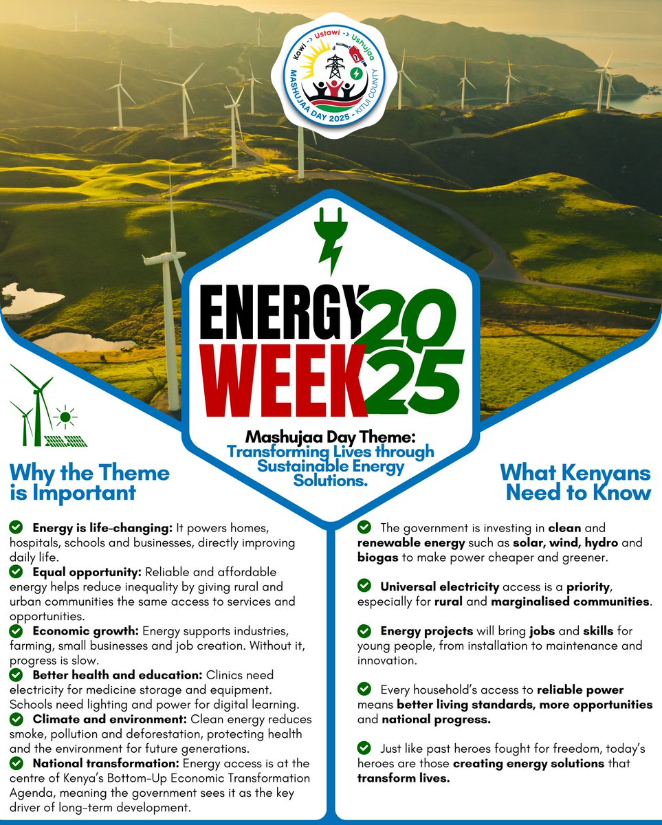 engagementhubke's tweet photo. Energy Week 2025 reminds us that sustainable energy isn’t a luxury—it’s a necessity. Affordable and reliable power can truly transform lives across Kenya
#EnergyWeekKitui https://t.co/kvesfYbRcJ