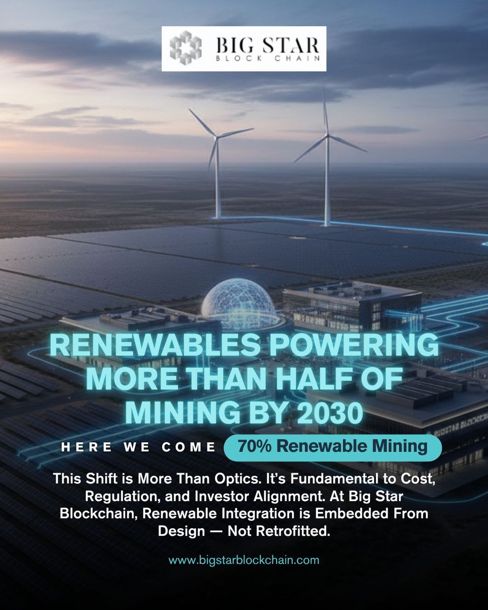 By 2030, it’s projected that renewable energy could power up to 70% of all mining operations, dramatically reducing carbon footprints across the industry.

See our site selection criteria tuned for renewables — detailed briefs at bigstarblockchain.com

#GreenMining