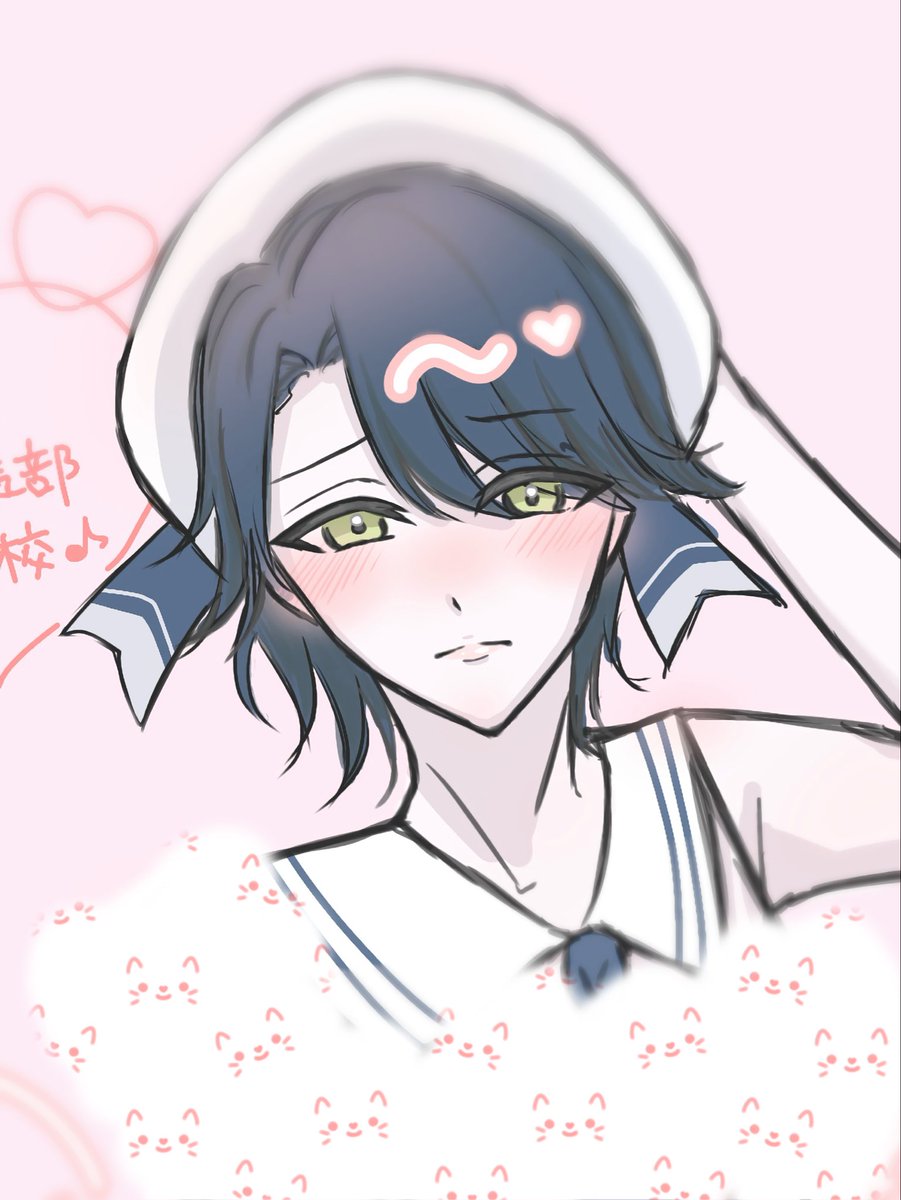 愛ドリッシュ7️⃣FIRST BEAT！総集編をよろしくお願いしますの絵と昨日描いた🌙さん(服ペラッペラなので顔面だけ⬅️)
