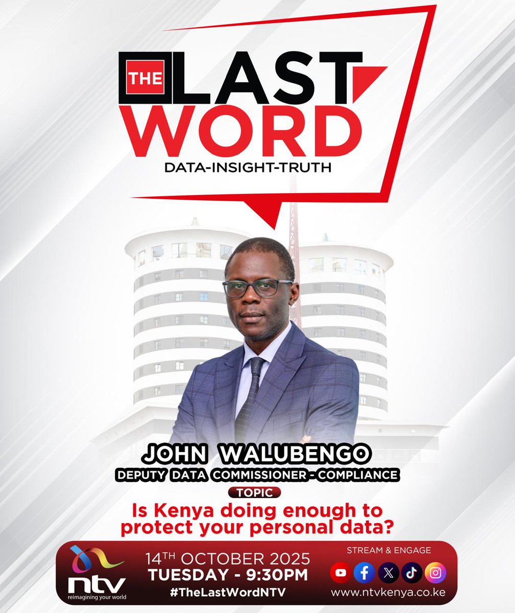 NTV Kenya (@ntvkenya) on Twitter photo Tonight on #TheLastWordNTV, is Kenya doing enough to protect your personal data? Join us @ntvKenya as we dive deep into the state of data security in Kenya. Don’t miss out.
<a href="/jamessmat/">James Smart</a>, <a href="/EricLatiff/">Eric Latiff</a>, <a href="/Sharon_Momanyi/">Sharon Momanyi</a> Tonight on #TheLastWordNTV, is Kenya doing enough to protect your personal data? Join us @ntvKenya as we dive deep into the state of data security in Kenya. Don’t miss out.
<a href="/jamessmat/">James Smart</a>, <a href="/EricLatiff/">Eric Latiff</a>, <a href="/Sharon_Momanyi/">Sharon Momanyi</a>