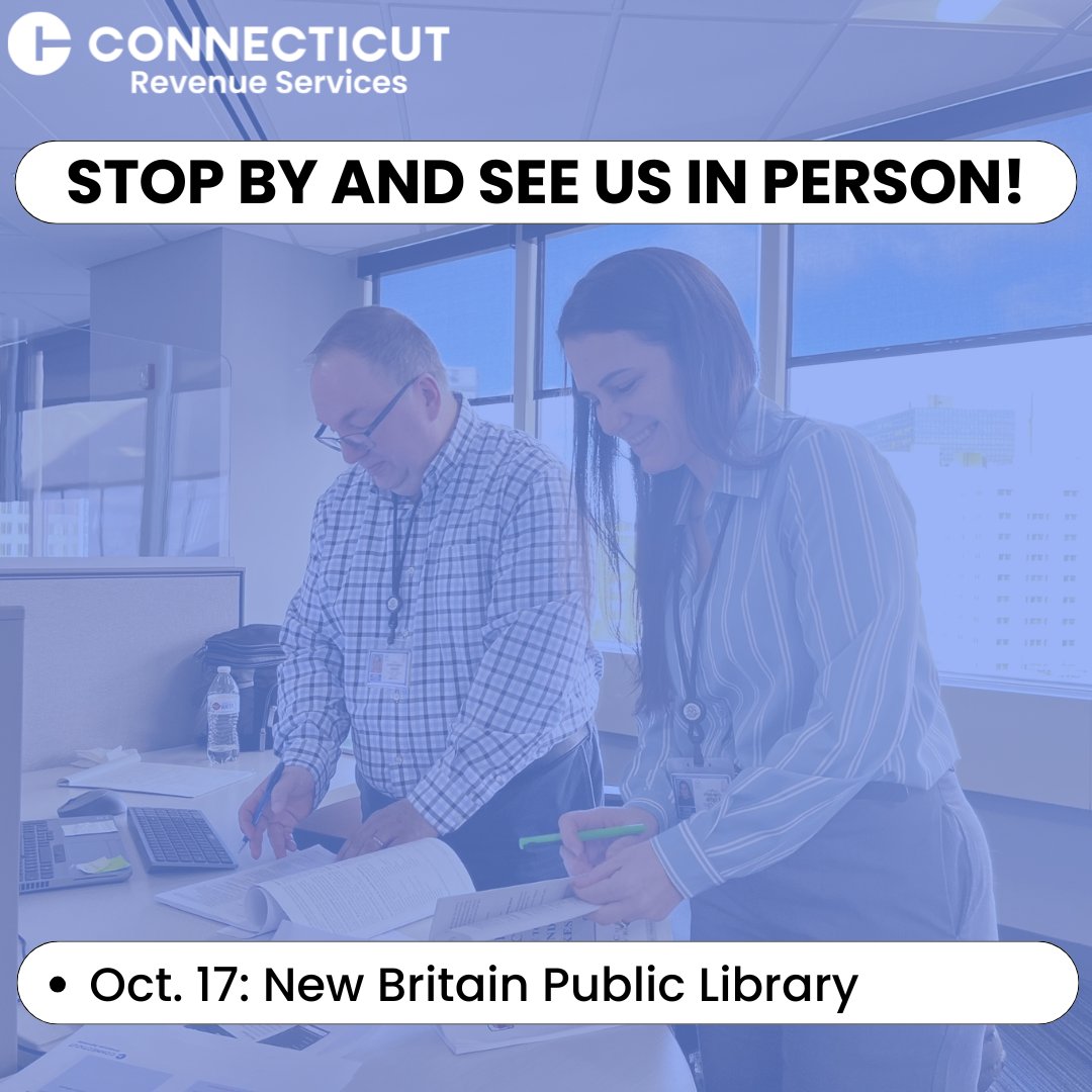 This week, you can catch us in New Britain for your #tax questions! Stop by and say hi: ow.ly/quuM50Xb64Q