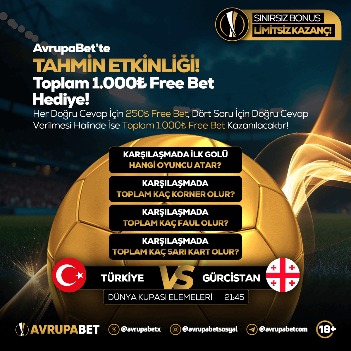 avrupamizah's tweet photo. 👑 1.000₺ ÖDÜLLÜ TAHMİN ETKİNLİĞİ AVRUPABET'TE!

💵 Her doğru cevap için 250₺ Freebet, Toplamda 1000₺ Freebet Hediye!

✅ X ve telegram hesabımızı takip et,
⚡️ #Avrupabet hashtag ekle
🤑 Kullanıcı adınla beraber tahminlerini bırak!

🌐 https://t.co/6Wb0TZp175 https://t.co/d1Pse1rKFy