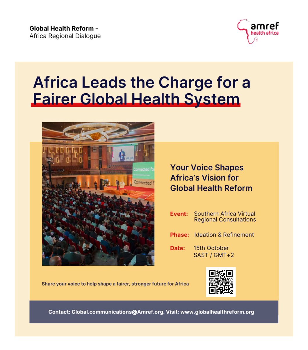 Across Africa, from West to East, North to South, voices are calling for a fairer, stronger health system. Now is the time to shape reform that truly serves our people.

🖊️ Scan the QR code on the poster or click the link in the comments to share your insights and be part of this