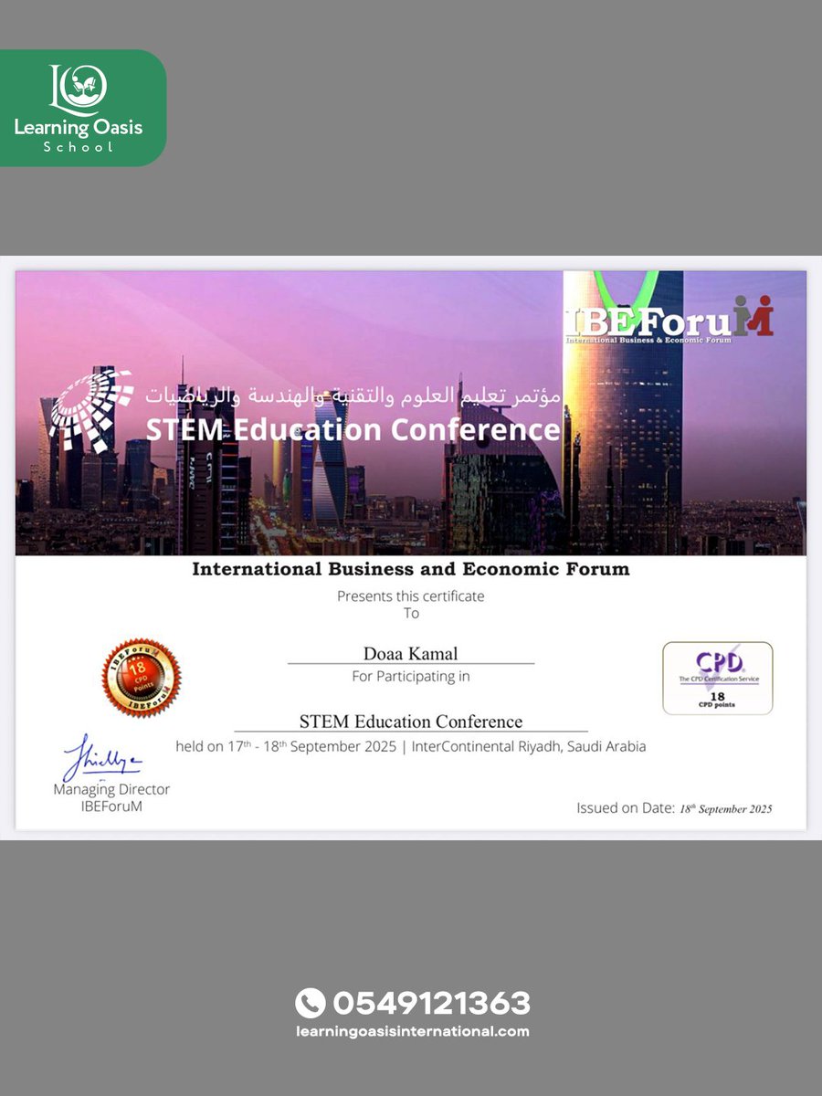 Learning_Oasis_'s tweet image. 📞 Connect with us: +966 54 912 1363

#LearningOasis #LOISExperience #15YearsOfExcellence #FutureStartsHere
#STEMConference