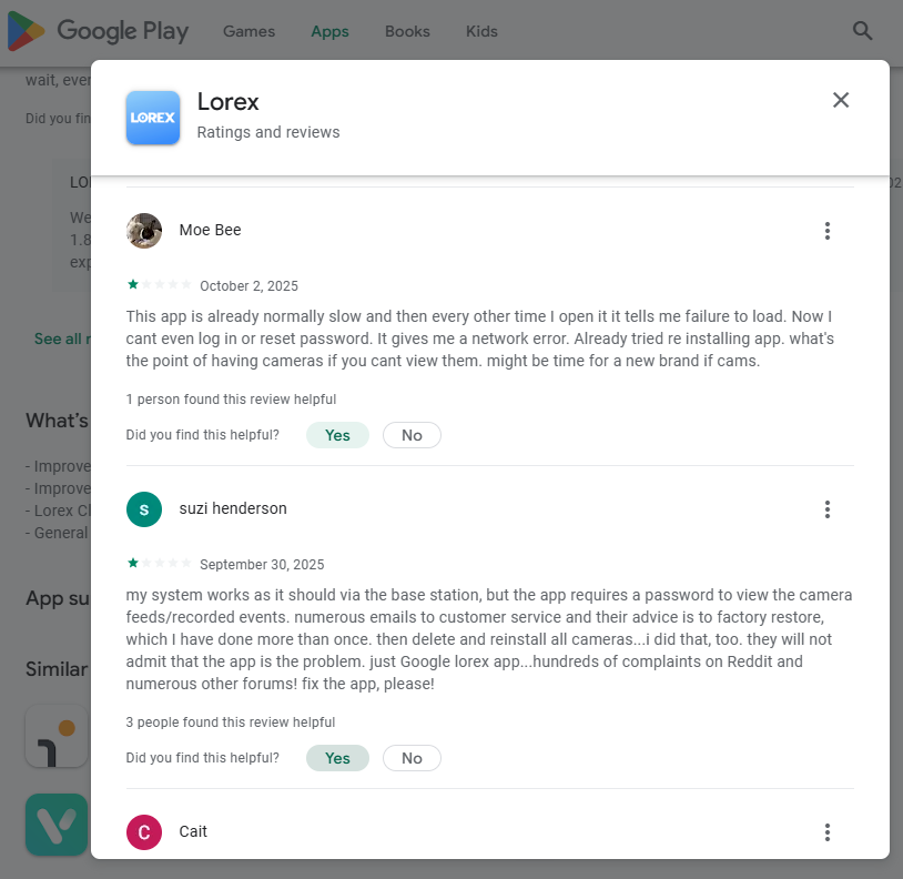 skylorecs's tweet image. Avoid Lorex Camera-GPlay: {Atul Soma- August 22, 2025- to make more money selling their cloud service, lorex down graded their app and removed override feature from their door bell camera app...selling cloud service}👎(Overall=>Garbage Lorex Camera/App)#255139