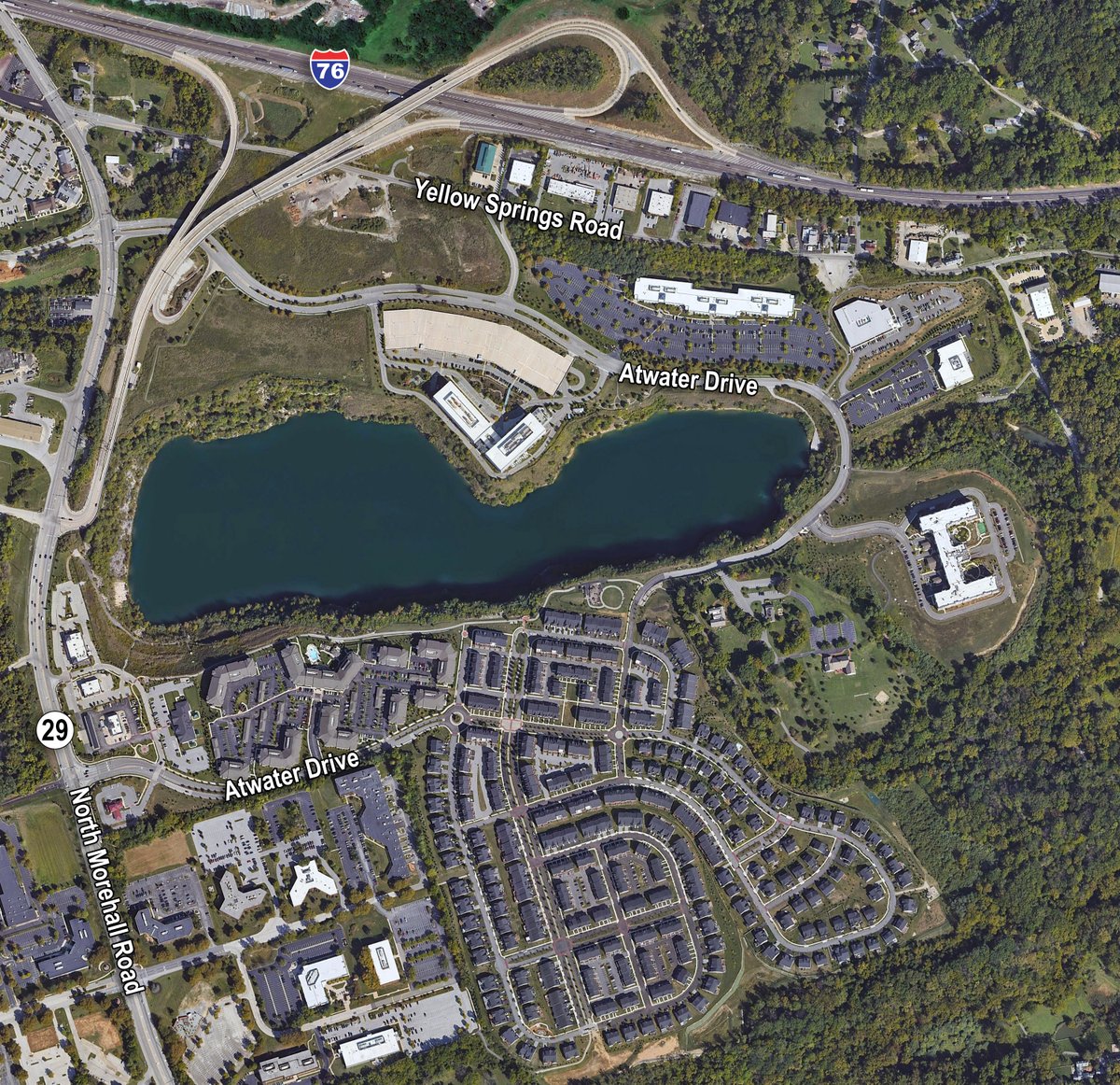 Not long ago, the Atwater area in East Whiteland Township looked completely different. Thanks to the Route 29 ramp to I-76, a major transformation turned this former quarry into a vibrant mix of homes, offices &amp; parks! 

#ccpcturns75