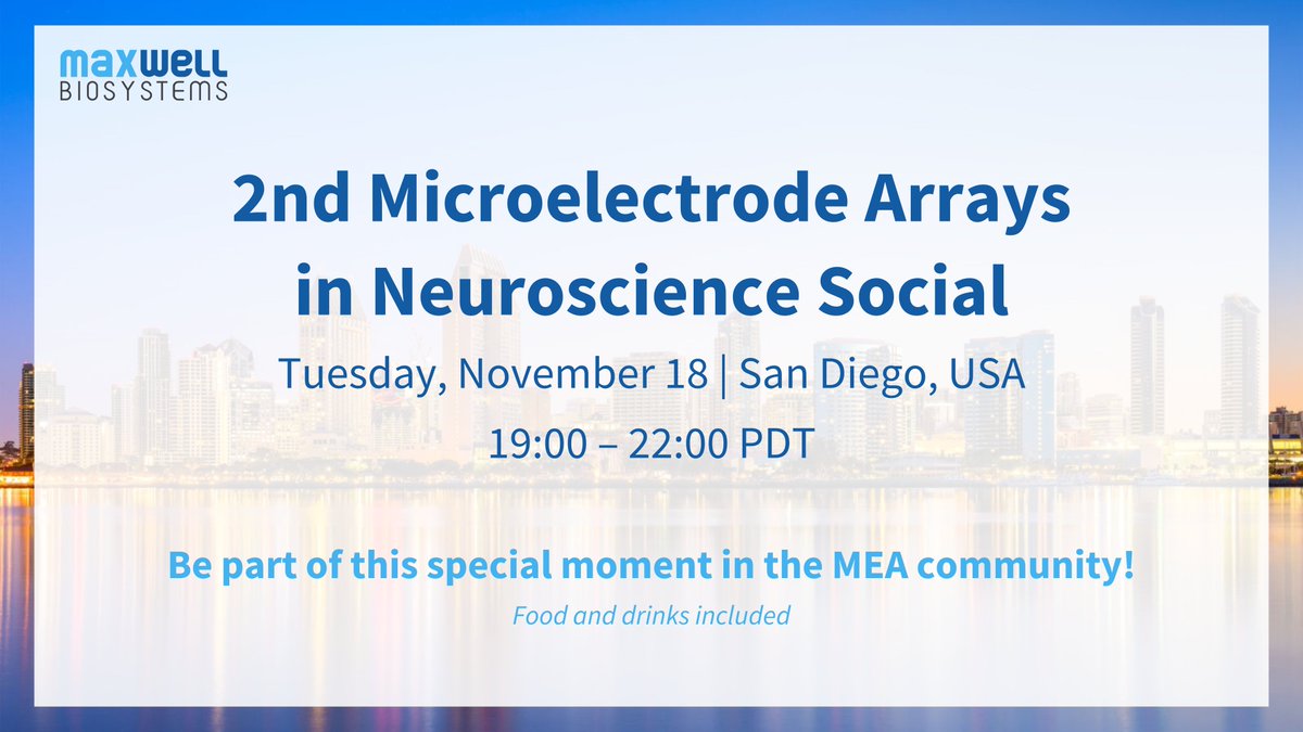 Are you an MEA enthusiast, curious about our cutting-edge technology, or attending SfN 2025 in San Diego?
🤩 Join us on Tuesday, November 18th for the 2nd Microelectrode Arrays in Neuroscience Social! 

Enjoy an evening of great food, drinks, and engaging conversations while