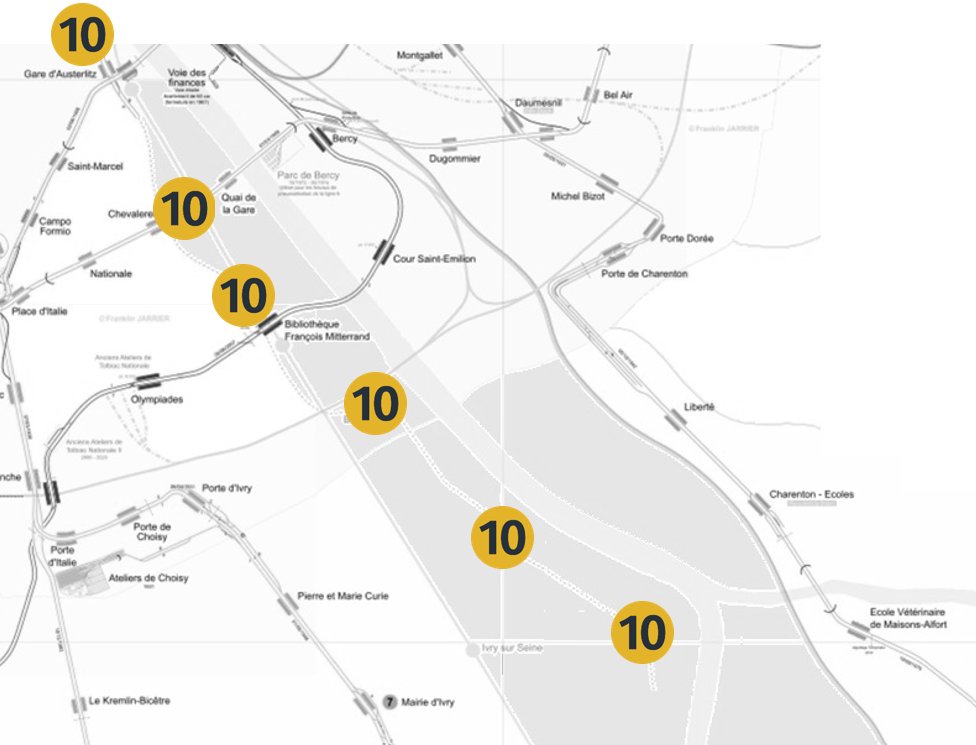 Une station de bus et vélib tous les 300 mètres, une station sur la <a href="/Ligne10_RATP/">Ligne 10</a> prolongée tous les 500 à 900 mètres pour nos mobilités, pour le climat, pour bien vivre dans sa ville, une évidence...