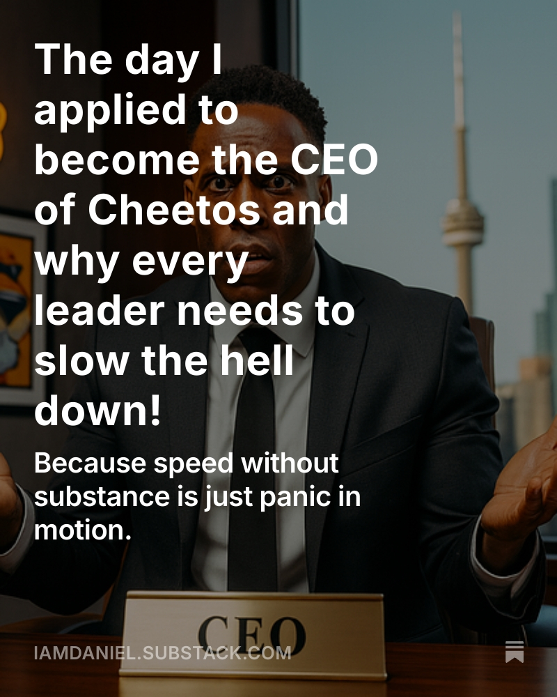 iAMDanielca's tweet photo. I once applied to become the CEO of Cheetos. 🥴  

No, seriously. I felt ready... 
🔥 The story (and the lesson) is below:   

https://t.co/XHzs1AaCdH #AuthenticLeadership #LeadershipJourney #FutureOfWork #RealTalkLeadership #PersonalGrowth #TheGenuineExecutive https://t.co/sNJPveanoq