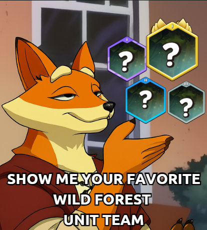 playwildforest's tweet image. 🌲 FLEX YOUR FAVORITE WILD FOREST UNIT TEAM

Show off your best lineup and get a chance to win a brand-new Unit: Painmancer! ⚔️🔥

How to join: 
1️⃣ Follow @playwildforest 
2️⃣ Like &amp;amp; Retweet this post 💚 
3️⃣ Comment your favorite Wild Forest Unit team 🦊 + Ronin Wallet Address (NO…