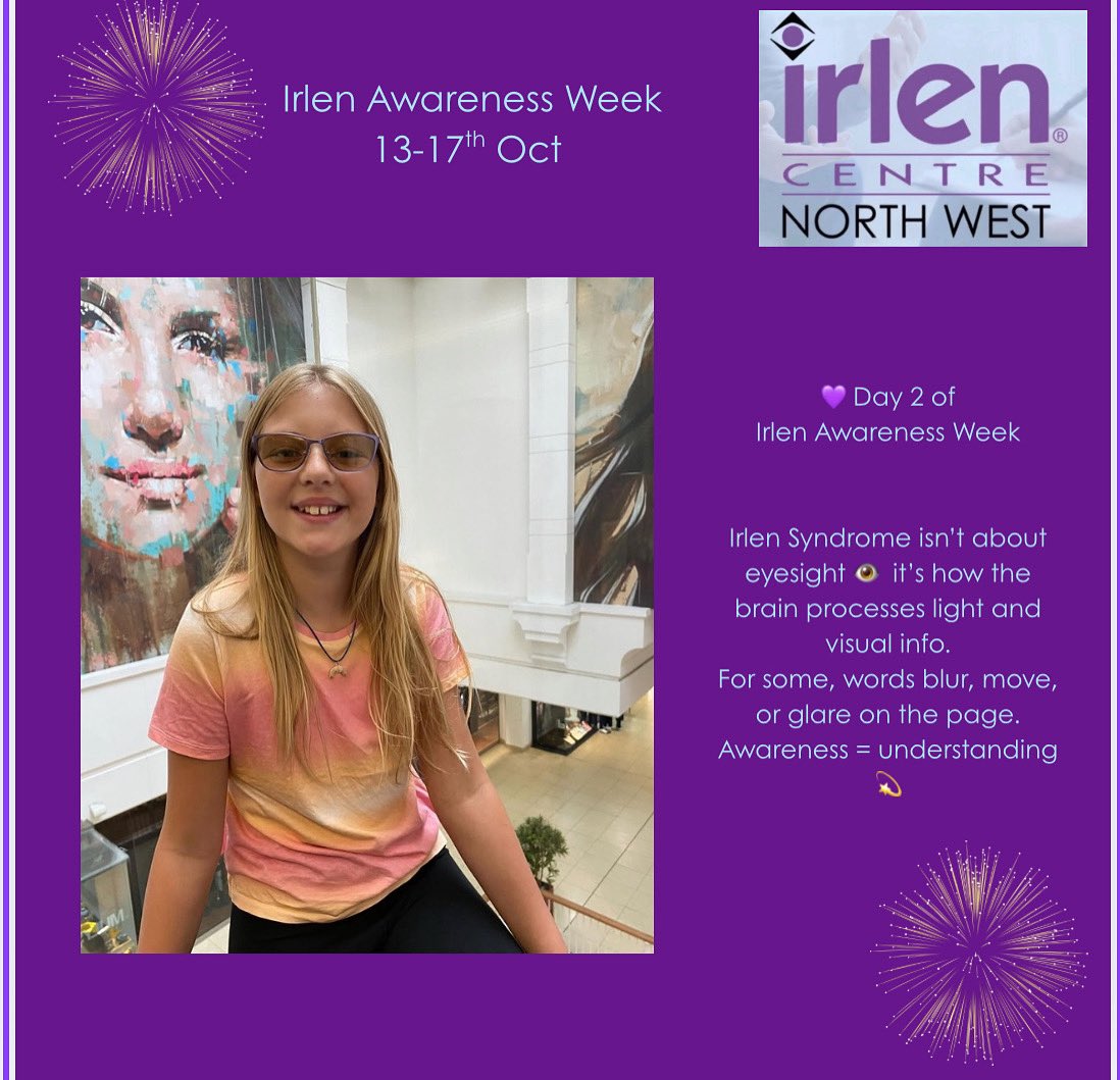 WoodbridgeSEND's tweet image. 💜 Day 2 of #IrlenAwarenessWeek 
Irlen Syndrome isn’t about eyesight 👁️ it’s how the brain processes light and visual info.
For some, words blur, move, or glare on the page. Awareness = understanding 💫
#IrlenSyndrome #VisualStress  @WoodbridgeTrust @irleninternational