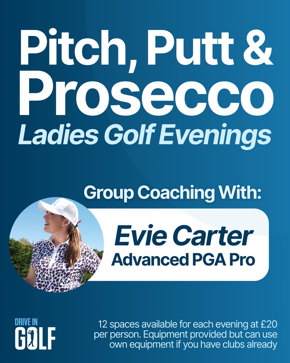 DriveInGolf's tweet photo. 📣 NEW! Ladies Golf Evenings – Pitch, Putt &amp; Prosecco 🍾
📅 Wed 19th Nov, 26th Nov &amp; 3rd Dec – 6–8PM

https://t.co/mgRDqlxodL
#GolfFun #GolfNightOut #GolfTips #GolfLove #GolfLifestyle https://t.co/zfHB4mgqbj