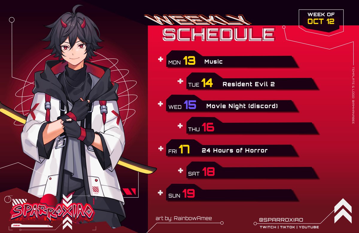 ❌ A little late but here’s this week’s schedule!