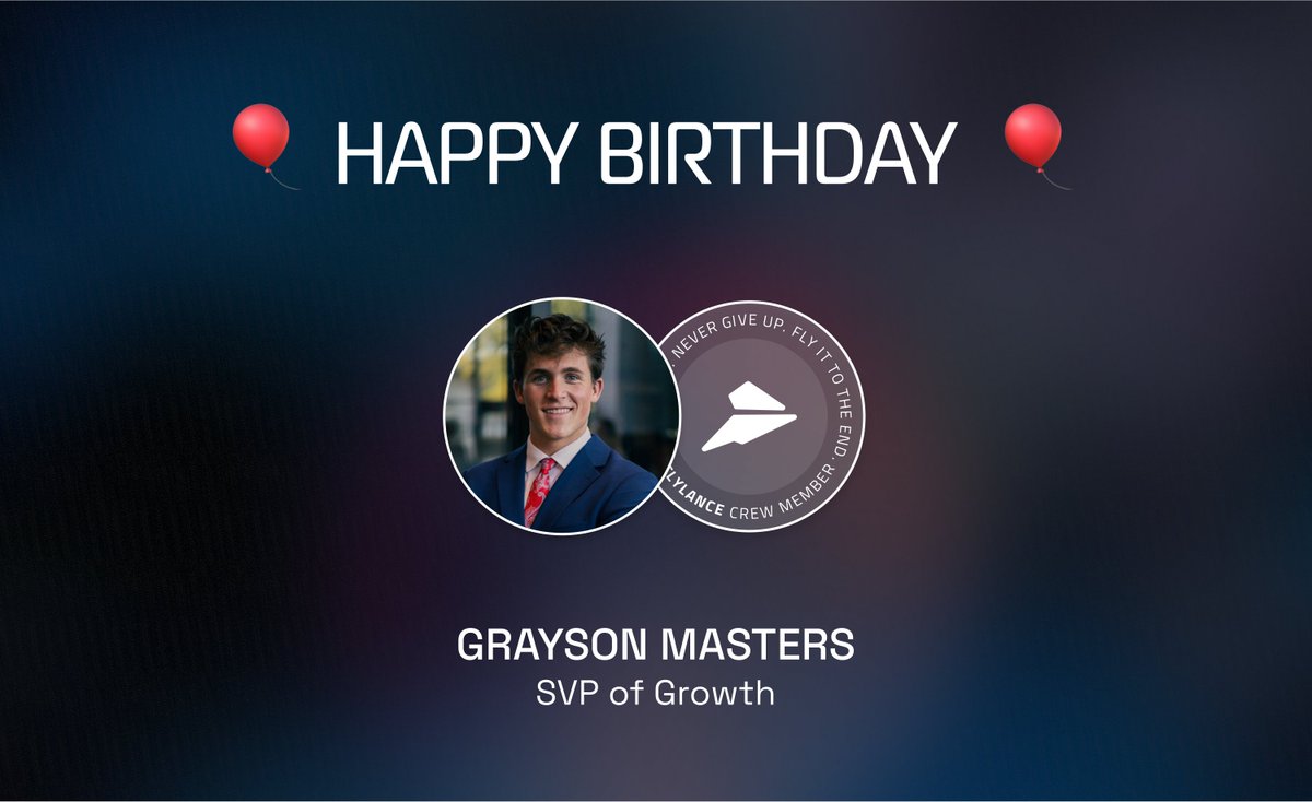flylance's tweet photo. Happy Birthday to our SVP of Growth, Grayson Masters!

Please join us in celebrating Grayson and wishing him a fantastic year ahead filled with continued success and new adventures! 🎂🎈 https://t.co/dEDTlUB6EY