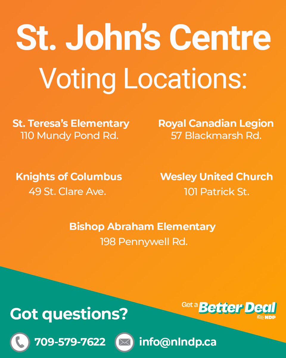 If you're still wondering where to go and vote, you can find it here: elections.gov.nl.ca/where-to-vote/