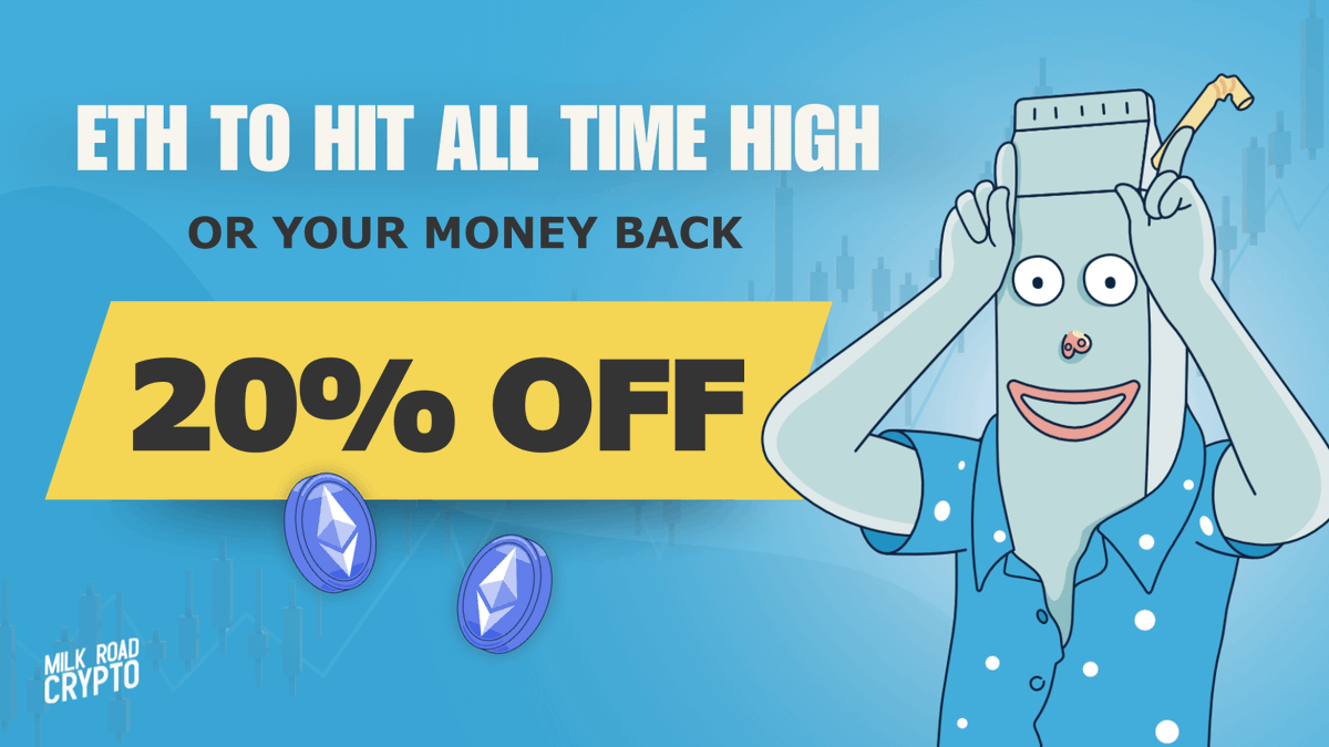While everyone panics over the market dump

We believe it will bounce back, especially $ETH.

In fact, we're ready to bet on it.

Join PRO or All Access before Saturday, and if ETH doesn’t hit a new ATH in 2025, we’ll refund you.

AND it's 20% off: milkroad.com/subscribe/chec…