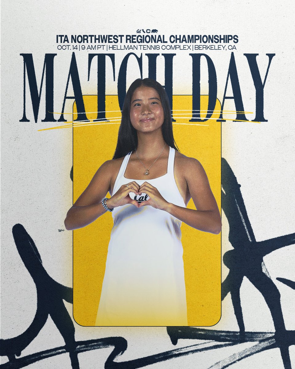 IT'S MATCHDAY! Cal hosts the last day of the ITA Northwest Regional Championships!

🕘 9 am PT (singles semifinal), 11 am (doubles final), 1 pm (singles final)
📍 Hellman Tennis Complex, Berkeley, CA
📺  calbea.rs/2InrJGR 
📊 Draws calbea.rs/48oQvo2
🎟️ Free
#GoBears