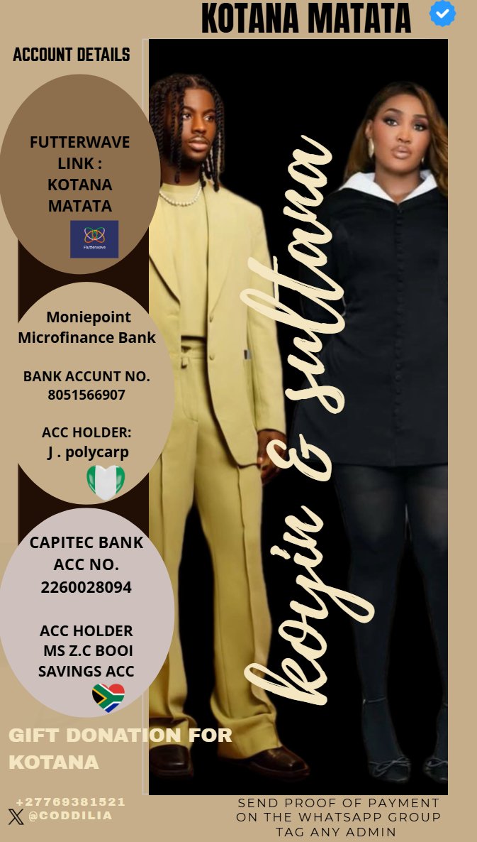 coddilia's tweet image. OTHER Kids are busy gifting KOYIN &amp;amp; Sultana ....KOTANA PEOPLE please no forget ur people ... donate for the crumbs we got all season.. and for the plenty more to come 😭❤️ #Sultanafarida #KoyinSanusi 

Flutterwave link below:
flutterwave.com/donate/k76plgn…