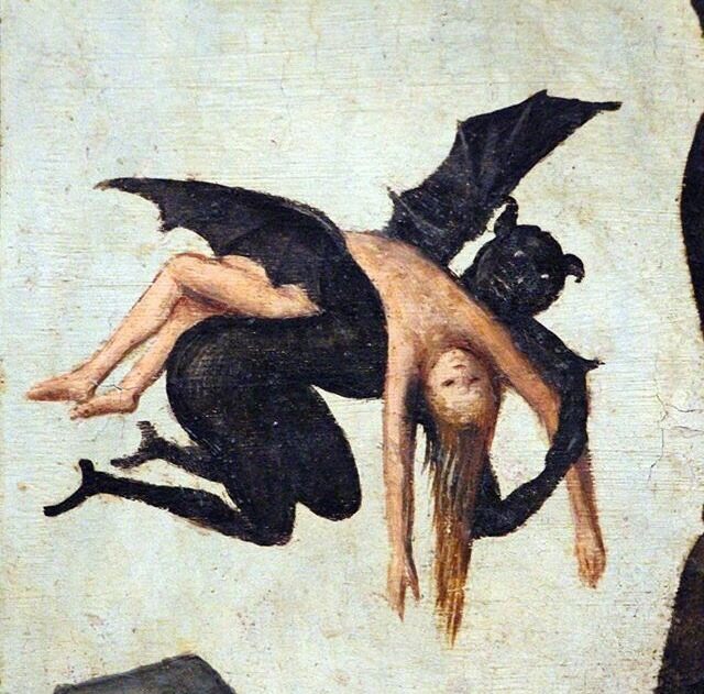 archaeologyart's tweet photo. The Last Judgment and the Mass of Saint Gregory (detail). Artist: Master of the Artés Family (active in Valencia; possibly Pere Cabanes). Place of origin: Valencia, Spain. Date: c. 1500–1520 AD. Medium: Oil on panel; 200 × 130 cm. Collection: Museu de Arte de São Paulo (MASP); inv. MASP.00428.