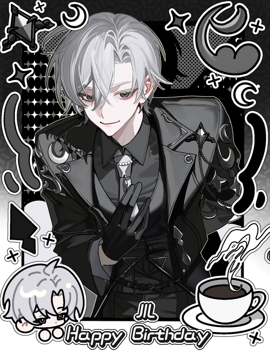 🎂🎧☆*:.｡.*: ☆ *:.｡.*🤍🎉
        　  2025/10/15
            　じるくん
          　Happy  Birthday
　🤍🎉☆*:.｡.*: ☆ *:.｡.*☕🐶
素敵な歌声やかこいいダンス癒しの配信にいつも元気をもらってます！🫶
これからも応援してます！✨
#JILワンダフルバースデー2025 
#JILart
#絵れしく
