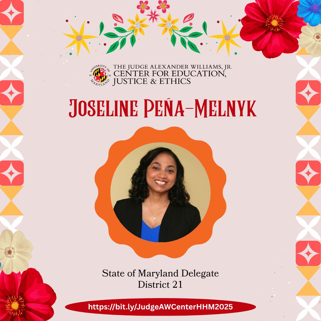 We celebrate Joseline Peña-Melnyk, Delegate for Maryland’s 21st District (<a href="/District21st/">Maryland 21st District Delegation</a>), whose career reflects a deep commitment to justice, health care access, and equity.

Learn more about Delegate Peña-Melnyk this #HispanicHeritageMonth: 
bit.ly/JudgeAWCenterH…