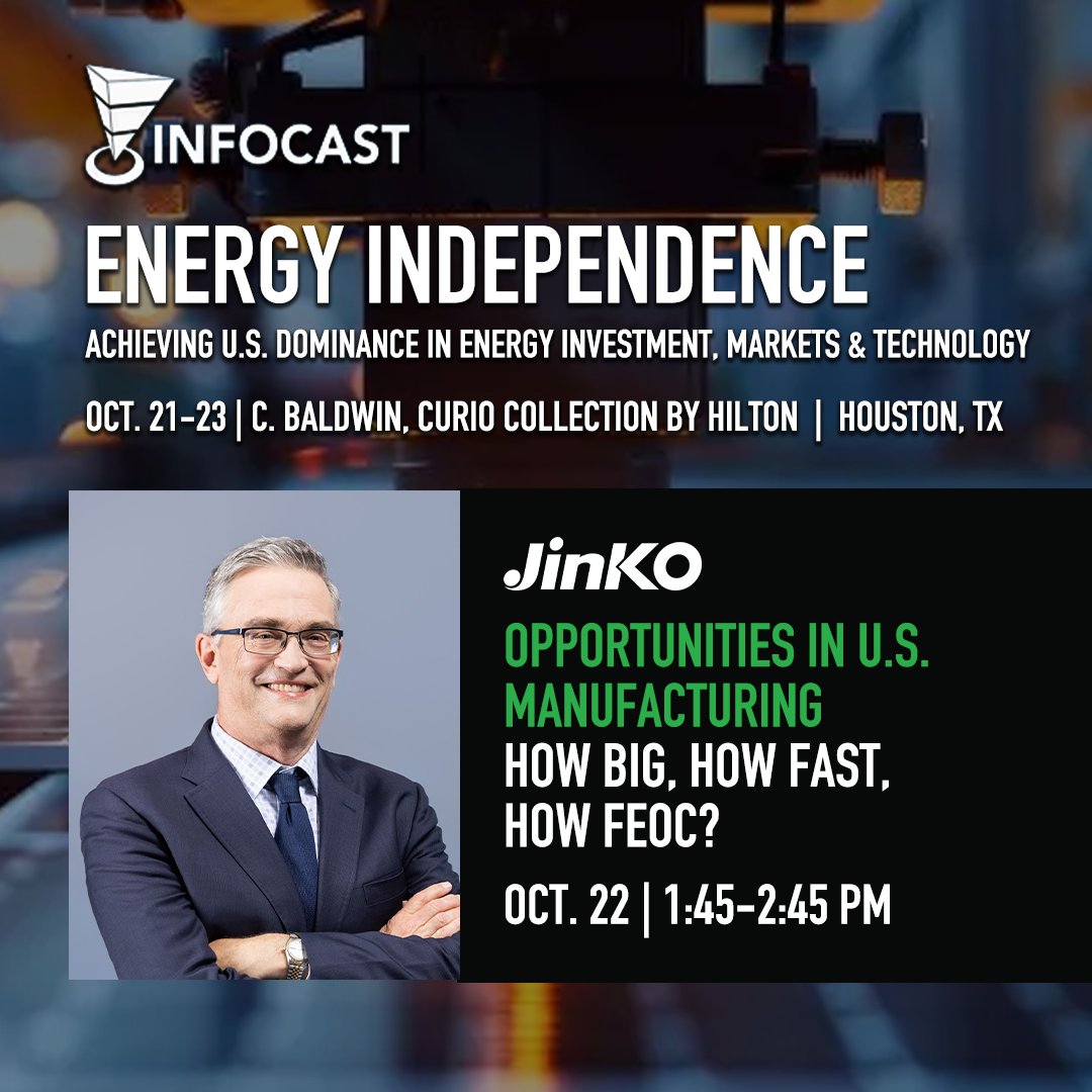 📢 Catch our General Manager, Nigel Cockroft, <a href="/infocast_events/">Infocast</a> Energy Independence in Houston!
🗓 Oct 22 | 1:45–2:45 PM
🎤 Panel: Opportunities in U.S. Manufacturing: How Big, How Fast, How FEOC?

Tariffs, FEOC rules &amp; tax credit shifts—what's next for clean energy manufacturing?