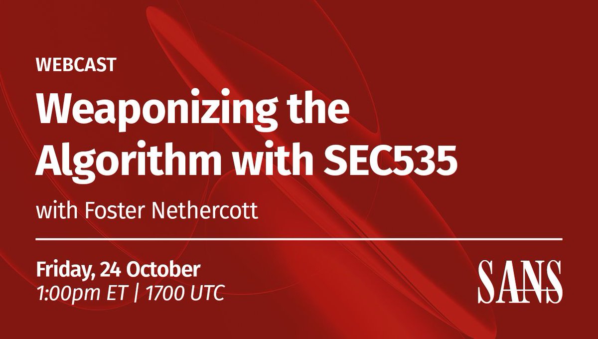 SANSOffensive's tweet image. Oct 24, learn how SEC535 teaches red teamers to integrate AI without losing judgment with recon, phishing, malware & more.
🔗 sans.org/u/1CVK
#AI #RedTeam #SEC535 #SecurityAutomation