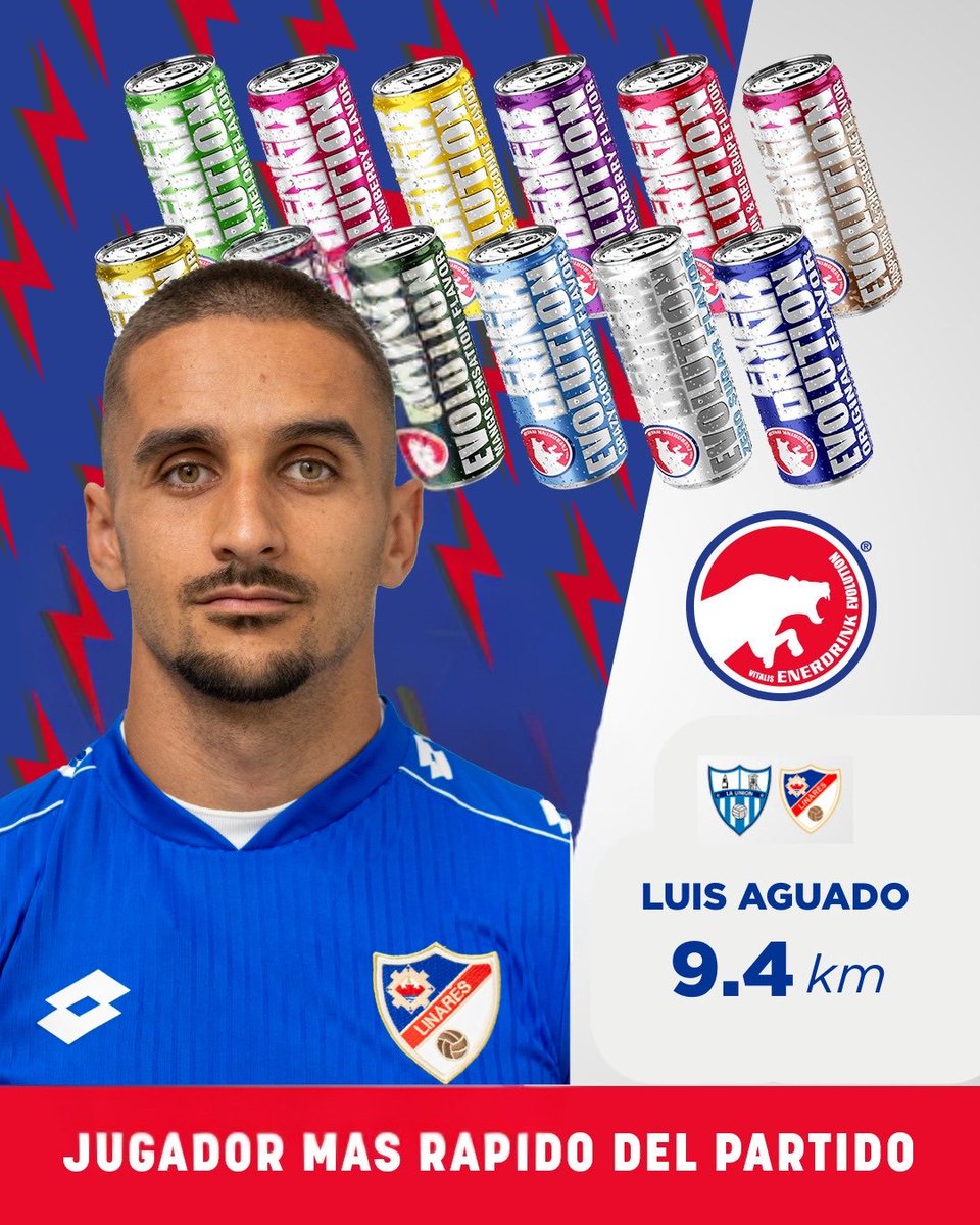 ⚡ ¡El 𝐉𝐔𝐆𝐀𝐃𝐎𝐑 𝐂𝐎𝐍 𝐌𝐀́𝐒 𝐄𝐍𝐄𝐑𝐆Ɩ́𝐀 del #LaUniónLinares es Luis Aguado!

El lateral azulillo recorrió 9.4 km en el partido disputado el pasado domingo en el Estadio Juan Cayuela de Totana.

🤝 <a href="/Enerdrink_ofi/">Enerdrink</a>
 
#EsLoQueEres