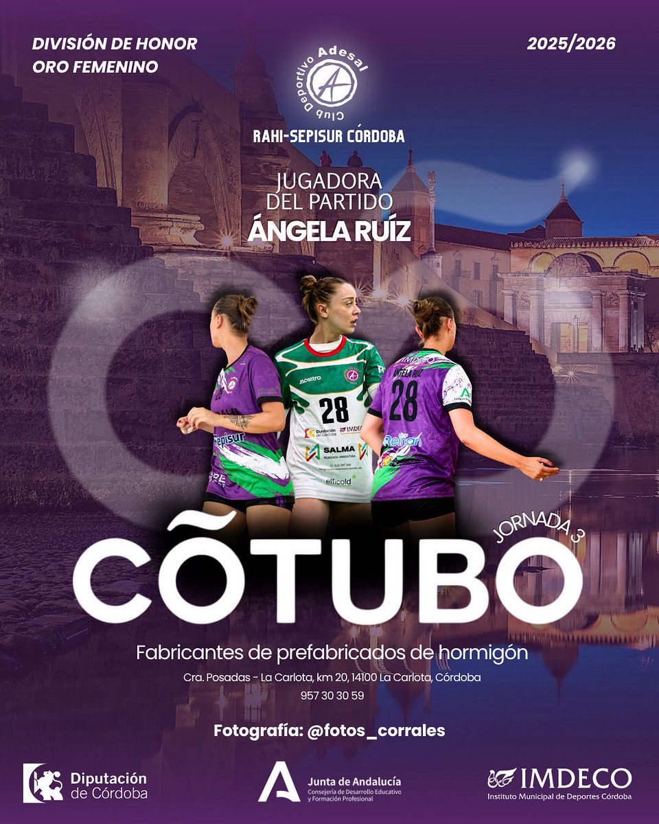 🏆 MVP 🥇 

Está semana, a pesar de la dolorosa 😥 derrota en casa, nuestra extremo derecho, ANGELA RIUZ, sacó la muñeca a relucir 💫 

Nuestra capitana, se echó al equipo a la espalda desde su extremo y desde los 7m ☄️ 

Gracias a <a href="/COTUBOCO/">COTUBO</a> 

VOLVEREMOS…  🐦‍🔥 🔥